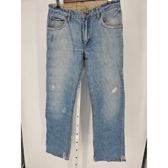 Vintage Y2K Iron Jeans Men Sz 32x30 Light Wash Distressed Blue Jeans Flap Pocket - Picture 1 of 7